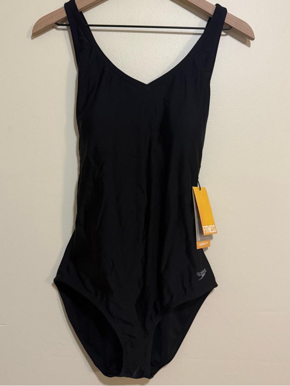 Speedo Black Fitness One-Piece Swimsuit with Logo